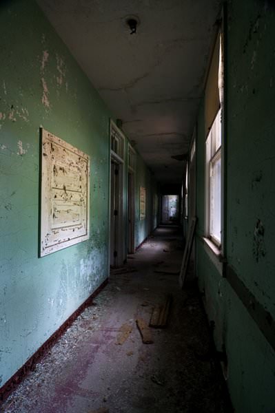 Long Hallway - Photo of the Abandoned Adonia State Hospital